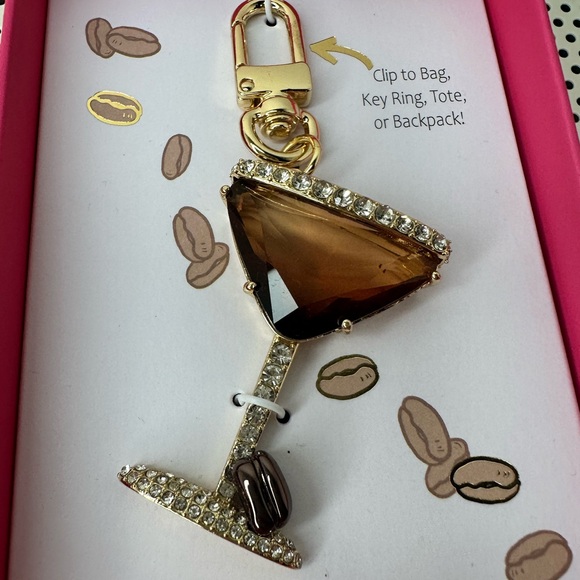 True To Form Accessories - Gold and Brown Expresso Martini Glass Keychain or handbag charm